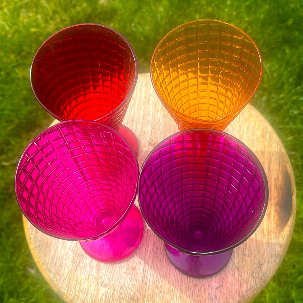 4 Bormioli Rocco waffle cone sundae dessert cups made in Italy